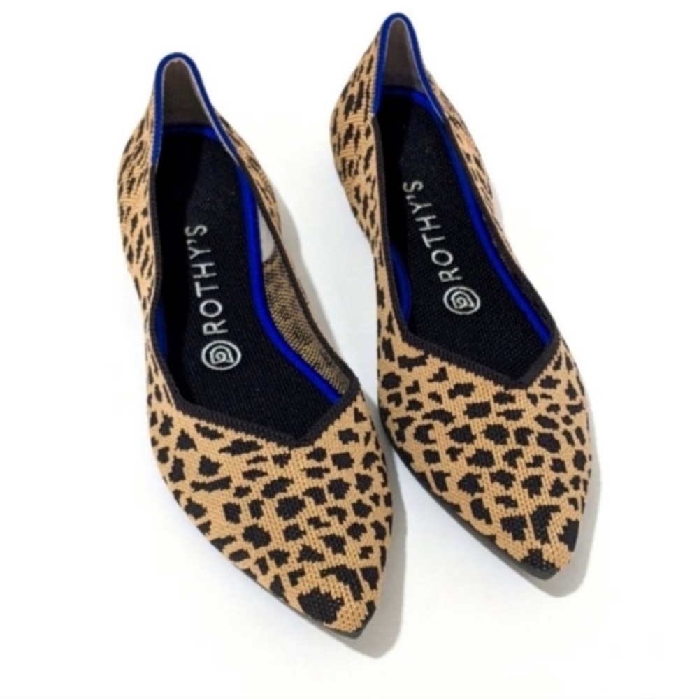 Rothy’s “The Point” Animal Leopard Print Ballet Flats Shoes Size 7.5 RETIRED
